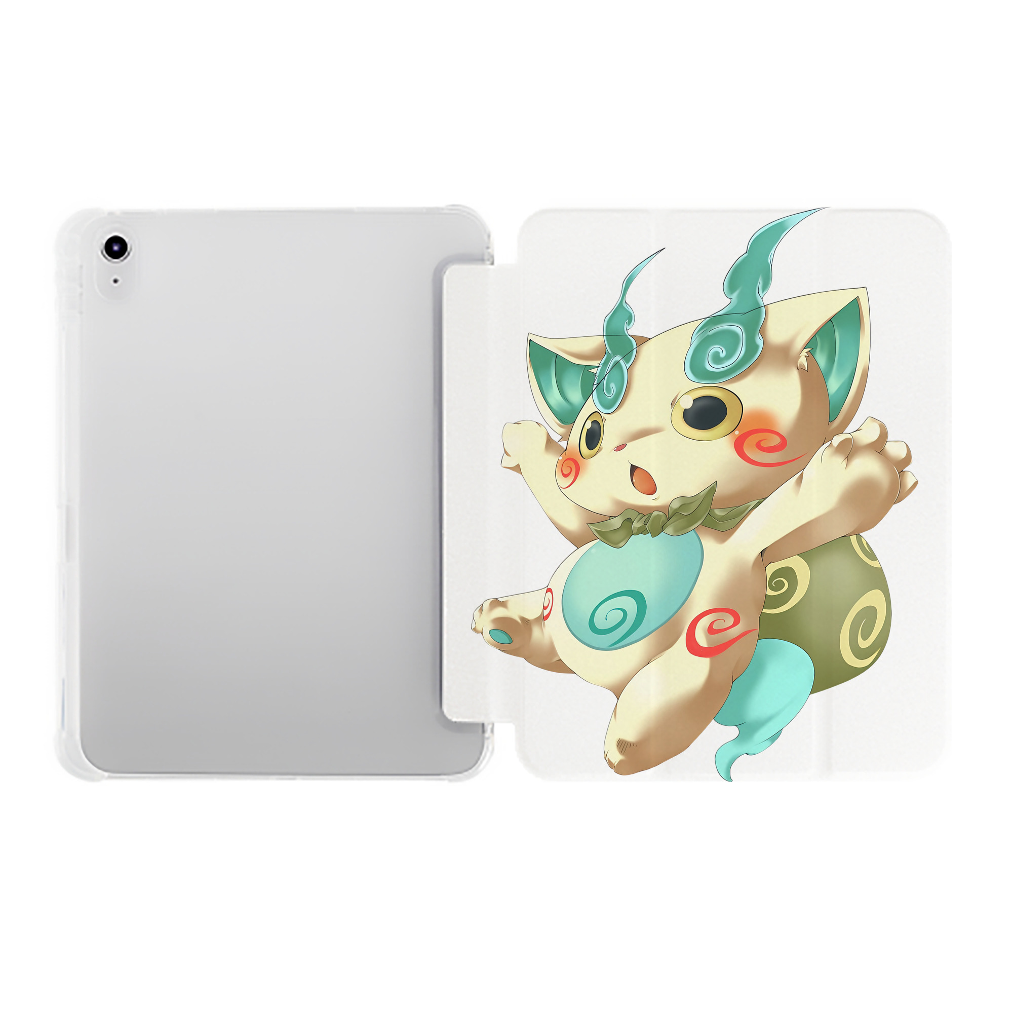 （画像用） 妖怪ウォッチ Yo-kai Watch IPad ケース ペン収納付き 三つ折りスタンド PUレザー×シリコン 対応機種9.5/10.5/10.9インチ